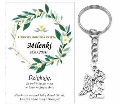Podziękowanie dla gości ANIOŁEK KOMUNIA PERSONALIZACJA PAMIĄTKA
