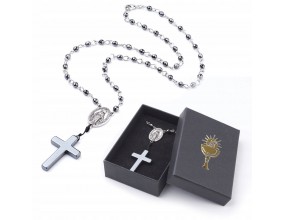 RÓŻANIEC KOMUNIJNY I KOMUNIA IHS PUDEŁKO ETUI HEMATYT CHRZEST