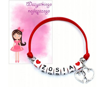 BRANSOLETKA IMIE PREZENT NA DZIEŃ DZIEWCZYNY DZIEŃ PRZEDSZKOLAKA SZKOŁA
