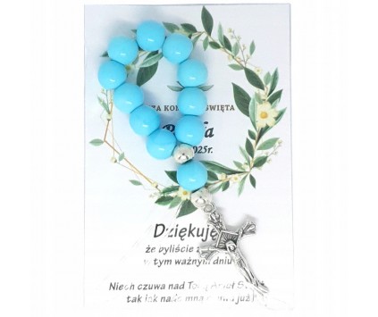 Podziękowanie dla gości RÓŻANIEC DZIESIĄTKA KOMUNIA PAMIĄTKA PERSONALIZACJA