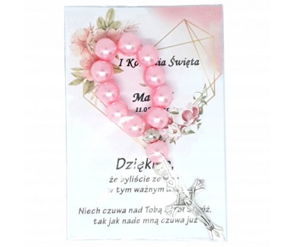 Podziękowanie dla gości RÓŻANIEC DZIESIĄTKA KOMUNIA PAMIĄTKA PERSONALIZACJA