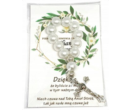 Podziękowanie dla gości RÓŻANIEC DZIESIĄTKA KOMUNIA PAMIĄTKA PERSONALIZACJA