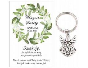 Podziękowanie dla gości CHRZEST ŚWIĘTY PAMIĄTKA BRELOCZEK BRELOK ANIOŁ A4