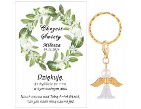 Podziękowanie dla gości CHRZEST ŚWIĘTY PAMIĄTKA BRELOCZEK BRELOK ANIOŁEK