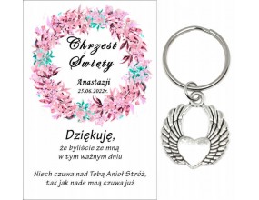Podziękowanie dla gości CHRZEST ŚWIĘTY PAMIĄTKA BRELOCZEK BRELOK ANIOŁ A33