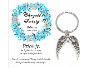 Podziękowanie dla gości CHRZEST ŚWIĘTY PAMIĄTKA BRELOCZEK BRELOK ANIOŁ A29
