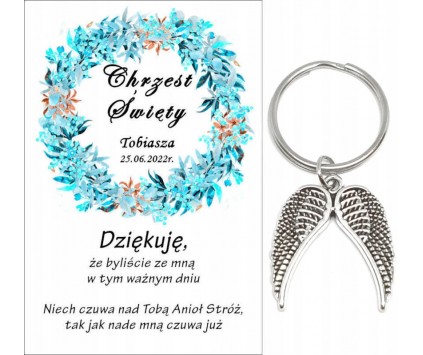 Podziękowanie dla gości CHRZEST ŚWIĘTY PAMIĄTKA BRELOCZEK BRELOK ANIOŁ A29