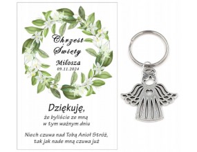 Podziękowanie dla gości CHRZEST ŚWIĘTY PAMIĄTKA BRELOCZEK BRELOK ANIOŁ A14