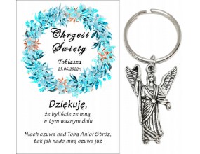 Podziękowanie dla gości CHRZEST ŚWIĘTY PAMIĄTKA BRELOCZEK BRELOK ANIOŁ A43