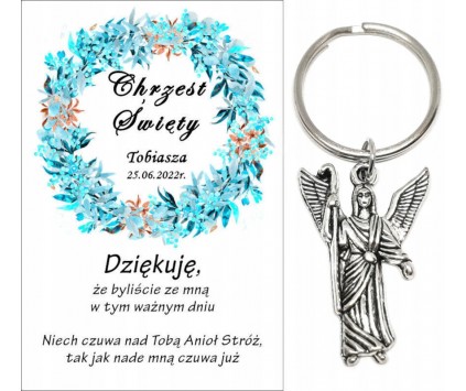 Podziękowanie dla gości CHRZEST ŚWIĘTY PAMIĄTKA BRELOCZEK BRELOK ANIOŁ A43