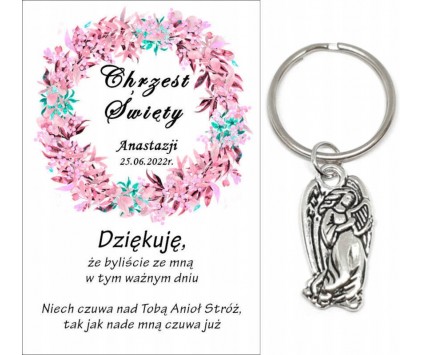 Podziękowanie dla gości CHRZEST ŚWIĘTY PAMIĄTKA BRELOCZEK BRELOK ANIOŁ A42