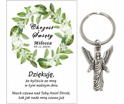 Podziękowanie dla gości CHRZEST ŚWIĘTY PAMIĄTKA BRELOCZEK BRELOK ANIOŁ A41