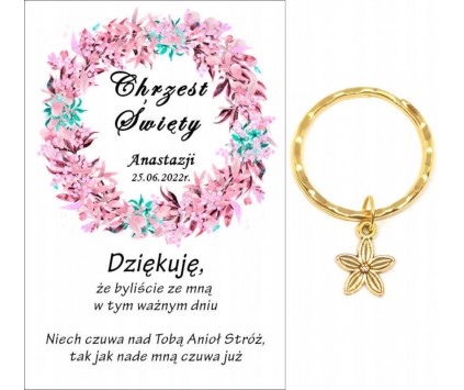 Podziękowanie dla gości brelok KWIATEK CHRZEST PAMIĄTKA UPOMINEK PREZENT