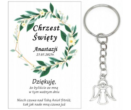 A18 Podziękowanie dla gości na CHRZEST ŚWIĘTY BRELOK ANIOŁEK UPOMINEK