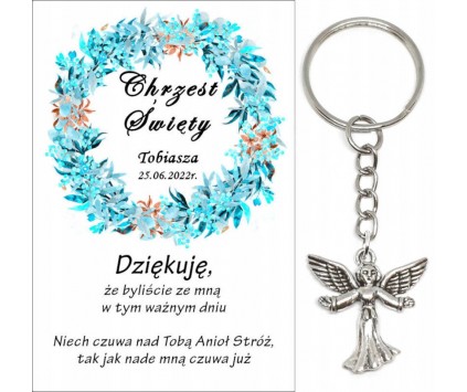 A16 Podziękowanie dla gości na CHRZEST ŚWIĘTY BRELOK ANIOŁEK PREZENT