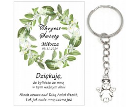 A8 Podziękowanie dla gości na CHRZEST ŚWIĘTY BRELOK ANIOŁEK UPOMINEK