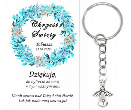 A3 Podziękowanie dla gości na CHRZEST ŚWIĘTY BRELOK ANIOŁEK UPOMINEK