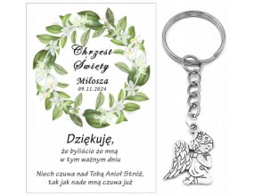 A1 Podziękowanie dla gości na CHRZEST ŚWIĘTY BRELOK ANIOŁEK UPOMINEK