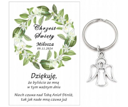 A18 Podziękowanie dla gości brelok ANIOŁEK CHRZEST PAMIĄTKA UPOMINEK