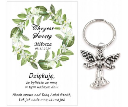 A16 Podziękowanie dla gości brelok ANIOŁEK CHRZEST PAMIĄTKA UPOMINEK