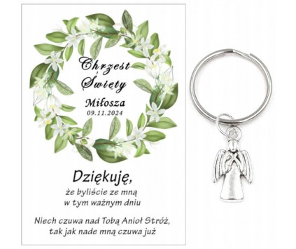A11 Podziękowanie dla gości brelok ANIOŁEK CHRZEST PAMIĄTKA UPOMINEK