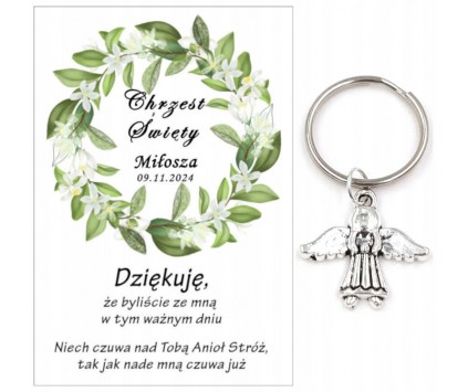 A9 Podziękowanie dla gości brelok ANIOŁEK CHRZEST PAMIĄTKA UPOMINEK