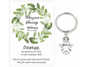 A8 Podziękowanie dla gości brelok ANIOŁEK CHRZEST PAMIĄTKA UPOMINEK