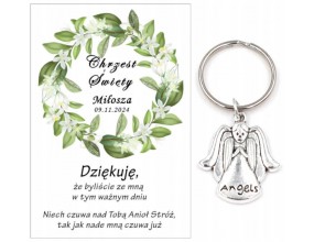 A6 Podziękowanie dla gości brelok ANIOŁEK CHRZEST PAMIĄTKA UPOMINEK