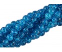 Koraliki szklane CRACKLE 8mm SZNUR 52szt Niebieski