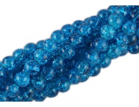 Koraliki szklane CRACKLE 8mm SZNUR 52szt Niebieski