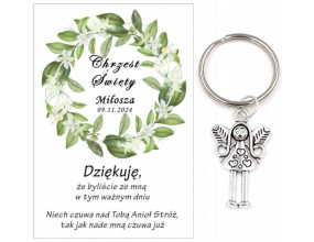 A2 Podziękowanie dla gości brelok ANIOŁEK CHRZEST PAMIĄTKA UPOMINEK