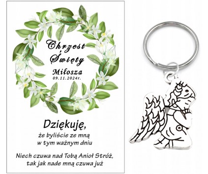 Podziękowanie dla gości ANIOŁEK CHRZEST PAMIĄTKA UPOMINEK DLA CHRZESTNYCH