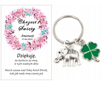 BRELOK BRELOCZEK PODZIĘKOWANIE DLA GOŚCI KONICZYNA SŁOŃ CHRZEST CHRZCINY