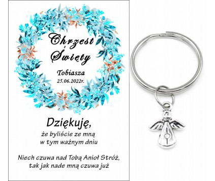 BRELOK ANIOŁEK PODZIĘKOWANIE DLA GOŚCI CHRZEST