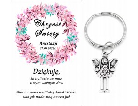 BRELOK ANIOŁEK PODZIĘKOWANIE DLA GOŚCI CHRZEST