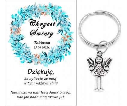 BRELOK ANIOŁ PODZIĘKOWANIE DLA GOŚCI CHRZEST