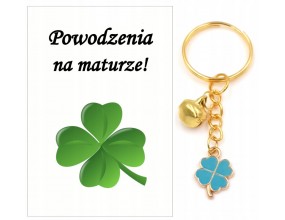 Brelok dla Maturzysty Koniczyna Niebieska na Szczęście Dzwoneczek Matura