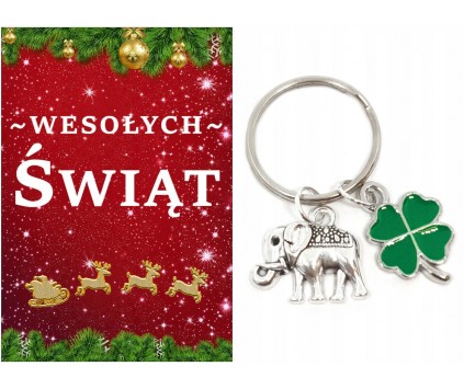 Brelok Breloczek Prezent Mikołajki Święta Wigilia Klasowa Słoń Koniczyna