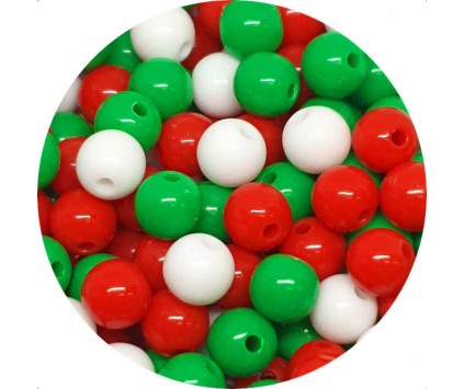 Mix Zestaw Koralików Koraliki Kulki Akryl Święta Mikołaj ozdoby 8mm 50szt