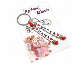 BRELOK IMIĘ NAZWA NAPIS DZIEŃ MATKI DLA MAMY PREZENT SUPER MAMA