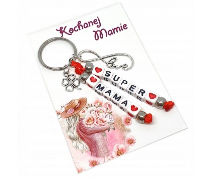 BRELOK IMIĘ NAZWA NAPIS DZIEŃ MATKI DLA MAMY PREZENT SUPER MAMA