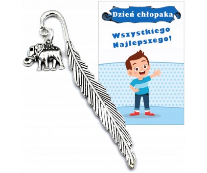 ZAKŁADKA DO ZESZYTU KSIĄŻKI DZIEŃ CHŁOPAKA PASOWANIE SŁOŃ PREZENT
