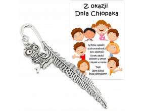 ZAKŁADKA DO ZESZYTU KSIĄŻKI DZIEŃ CHŁOPAKA PASOWANIE SOWA PREZENT