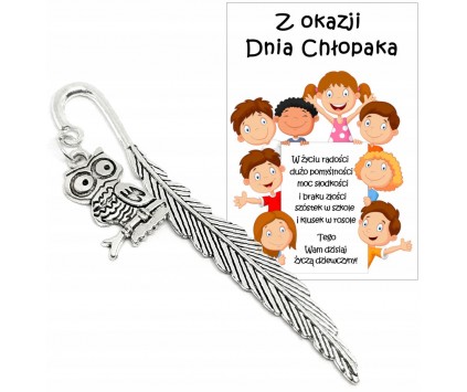 ZAKŁADKA DO ZESZYTU KSIĄŻKI DZIEŃ CHŁOPAKA PASOWANIE SOWA PREZENT