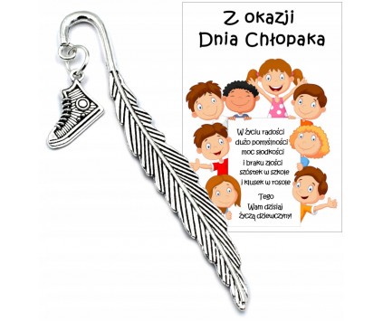 ZAKŁADKA DO ZESZYTU KSIĄŻKI DZIEŃ CHŁOPAKA PASOWANIE BUT TRAMPEK PREZENT