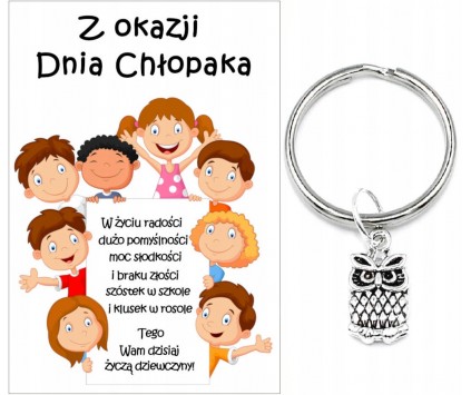 BRELOK SOWA PREZENT NA DZIEŃ CHŁOPAKA PASOWANIE NA SZCZĘSCIE