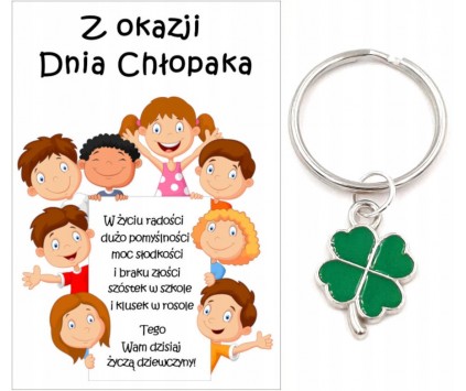 Brelok Breloczek Dzień Chłopaka Pasowanie Klasa Szkoła Pamiątka Koniczyna