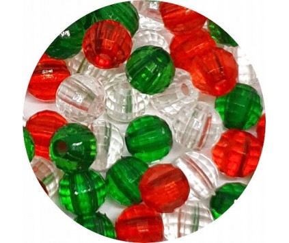 Koraliki FASETOWANE Szlifowane Akrylowe Kulki 6mm MIX ŚWIĄTECZNY 50szt