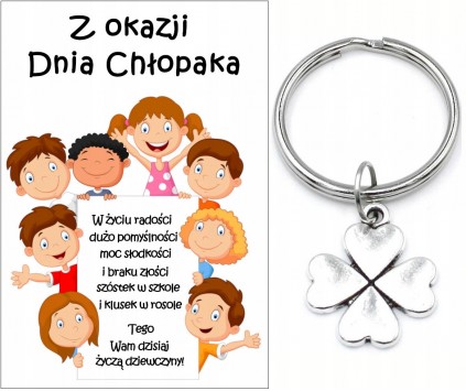 Brelok Breloczek Dzień Chłopaka Pasowanie Prezent Klasa Szkoła Koniczyna