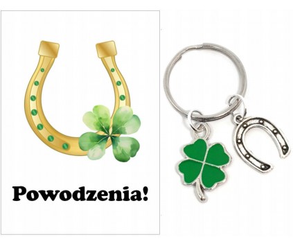 Brelok Breloczek Podziękowanie Ślub Chrzest Dzień Chłopaka Koniczyna Podkow